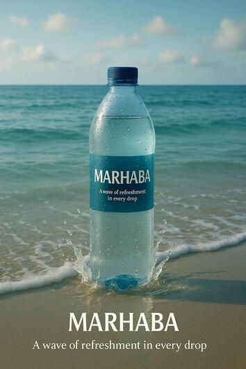A poster for a water company called "Marhaba"